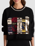 Hoodie ALICE & OLIVIA cổ viền cườm