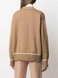 Cardigan Jil Sander nâu viền trắng