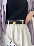 Belt TORY BURCH đen logo vàng