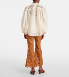 Sơ mi ZIMMERMANN kem cải ren cổ