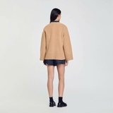 Cardigan SANDRO nâu dáng rộng