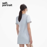 Váy lụa SELF PORTRAIT xanh cut-out cổ