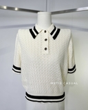 Polo TORY BURCH kem viền đen