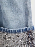 Quần jean ALICE OLIVIA xắn gấu bling