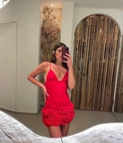 Váy ZARA 2 dây hoa đỏ