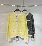 Cardigan Tory Burch hoa tiết viền kem 2 màu