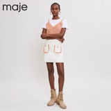 Chân váy MAJE len trắng túi viền cam
