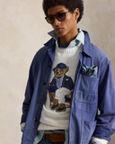 Áo len RALPH LAUREN trắng gấu áo xanh kẻ
