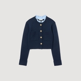 Áo khoác SANDRO navy cổ sơ mi 2 túi