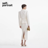 Váy SELF PORTRAIT kem cổ bẻ kèm belt