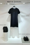 Váy PRADA cotton đen cộc tay