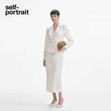 Váy SELF PORTRAIT kem cổ bẻ kèm belt