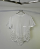 Tshirt ZARA trắng ren chân