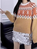 Áo len Celine nâu họa tiết cổ
