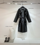 Trencoat Sandro đen kèm belt