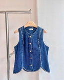 Áo jeans SANDRO sát nách đinh tán