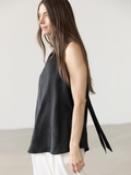 Áo MASSIMO DUTTI lụa satin nơ cổ