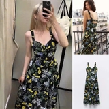 Váy ZARA 2 dây đen hoa vàng