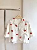 Áo MAJE be cườm chấm bi đỏ (có set)