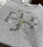 Tshirt TORY BURCH ghi logo đá