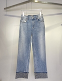 Quần jean ALICE OLIVIA xắn gấu bling
