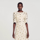 Váy SANDRO vàng hoa nổi