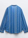 Sơ mi ZARA linen thêu chỉ nổi