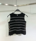 Aó sát nách Dior đen kẻ ngang khuy vàng