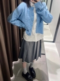 Chân váy ZARA ghi viền trắng