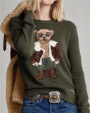 Áo len RALPH LAUREN rêu gấu áo khoác