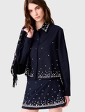 Chân váy MAJE navy cườm đá (có set)