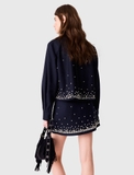 Sơ mi MAJE navy cổ bẻ cườm đá (có set)