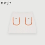 Chân váy MAJE len trắng túi viền cam