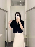Áo COS cộc tay 1 khuy 2 màu