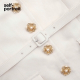 Váy SELF PORTRAIT kem cổ bẻ kèm belt