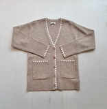 Cardigan SANDRO nâu viền trắng