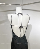 Váy BSK lụa 2 dây họa tiết