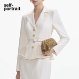 Váy SELF PORTRAIT kem cổ bẻ kèm belt