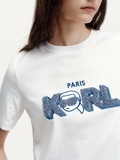 Tshirt KARL LAGERFELD trắng logo nổi