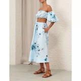 Chân váy ZIMMERMANN hoa xanh ( có set )