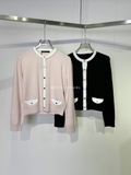 Cardigan MAJE hồng viền trắng