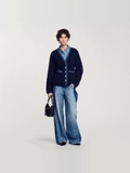 Cardigan SANDRO navy cải jean