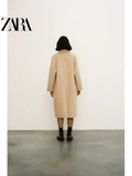 Khoác dạ Zara nâu nhạt dáng xuông