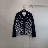 Cardigan Dior đen họa tiết