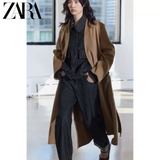 Áo dạ ZARA nâu dáng dài lèm belt