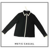 Sơ mi Alice+ Olivia đen viền trắng