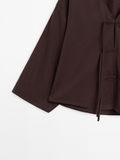 Sơ mi MASSIMO DUTTI nâu cột nơ