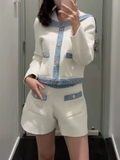 Áo khoác MAJE trắng cải jeans cổ bẻ ( Có set )