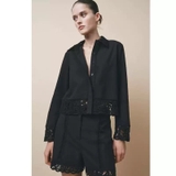 Sơ mi ZARA đen ren dập