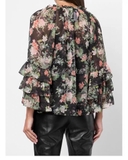 Sơ mi ALICE+OLIVIA hoa cổ tròn tay xếp tầng